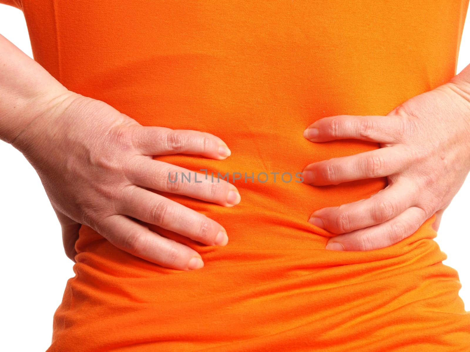 Woman holding her back