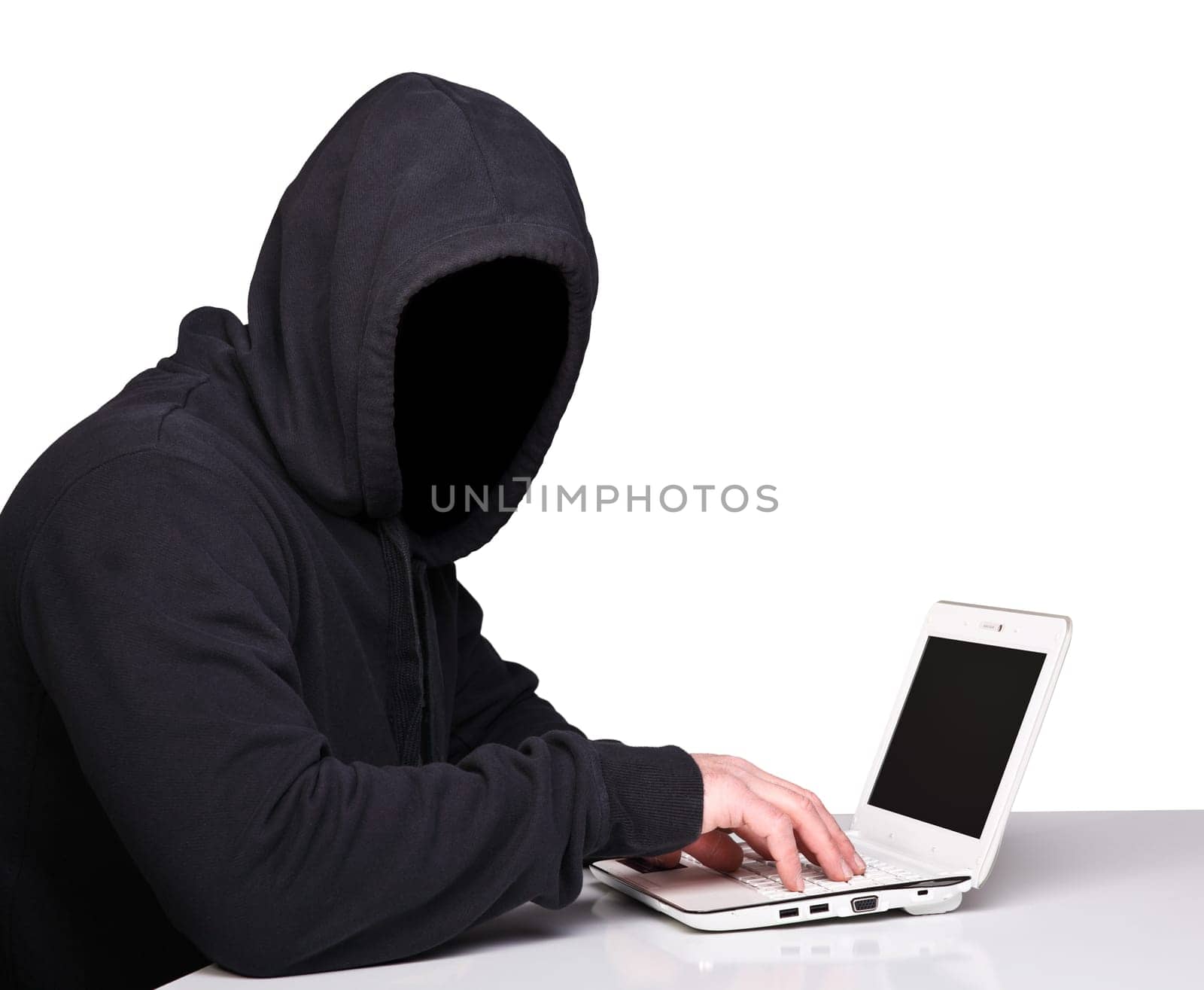 hacker with no face on white background