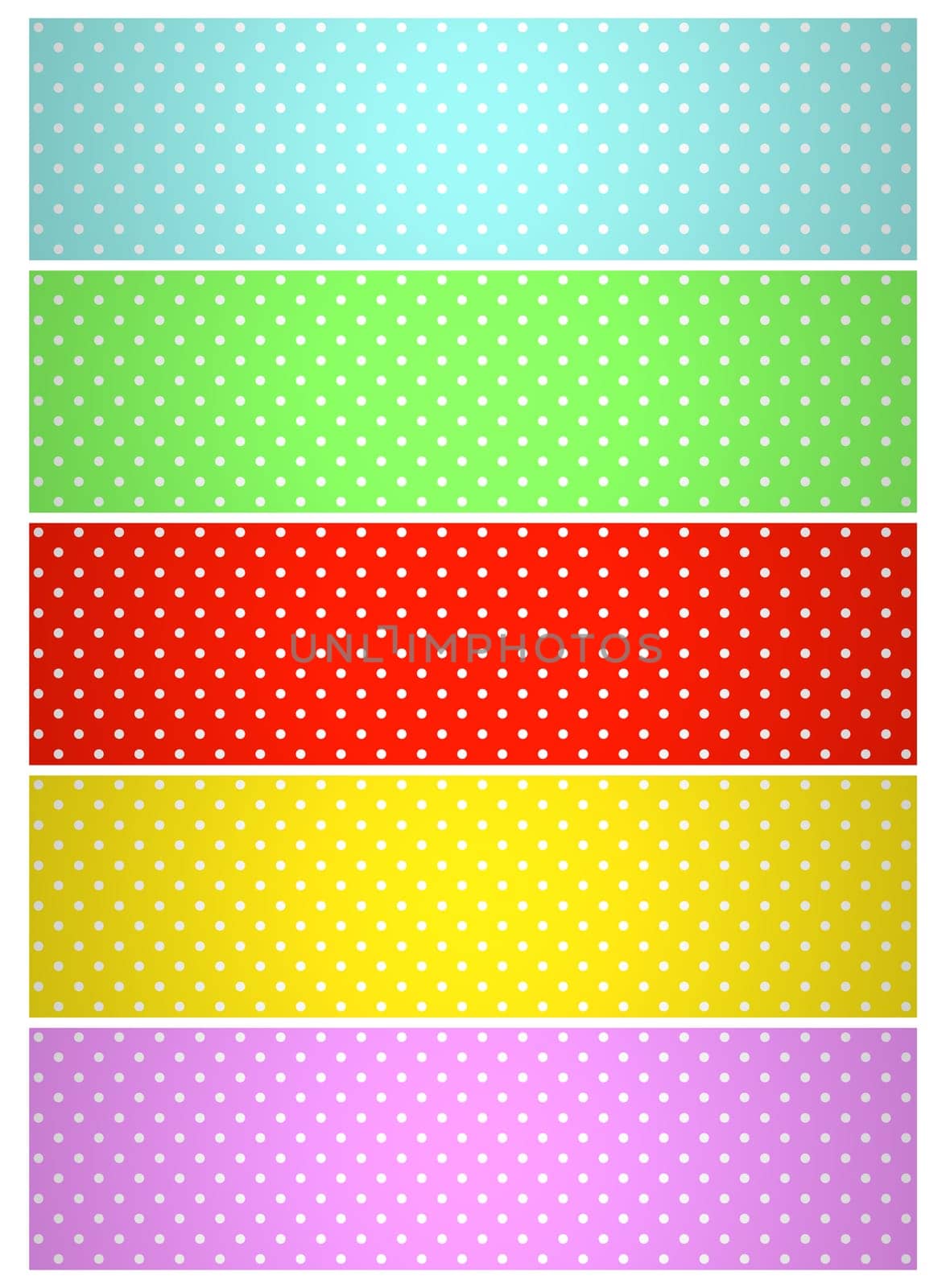 5 colorful stripes with polka dots