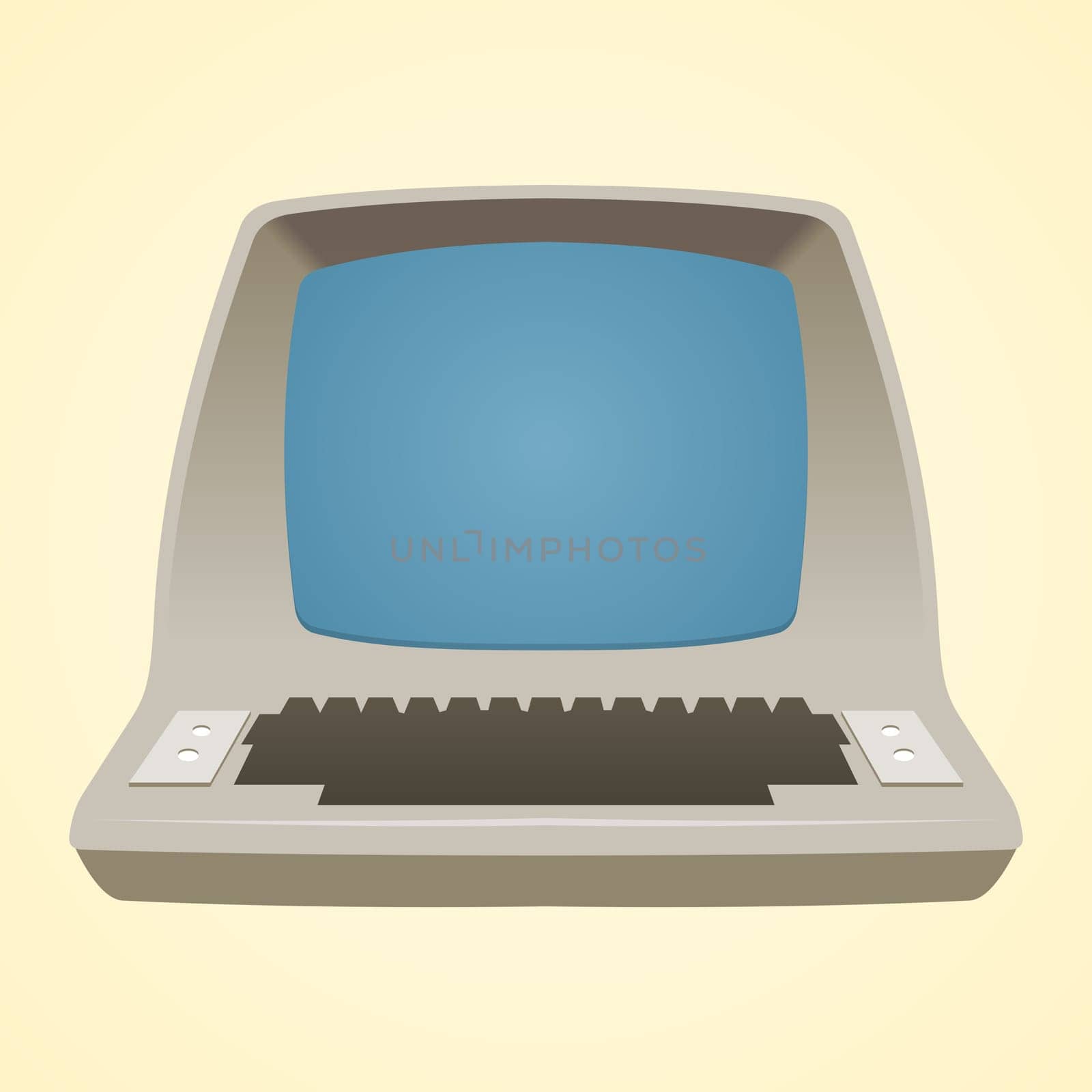 Vector illustration of retro monitor isolated on white background