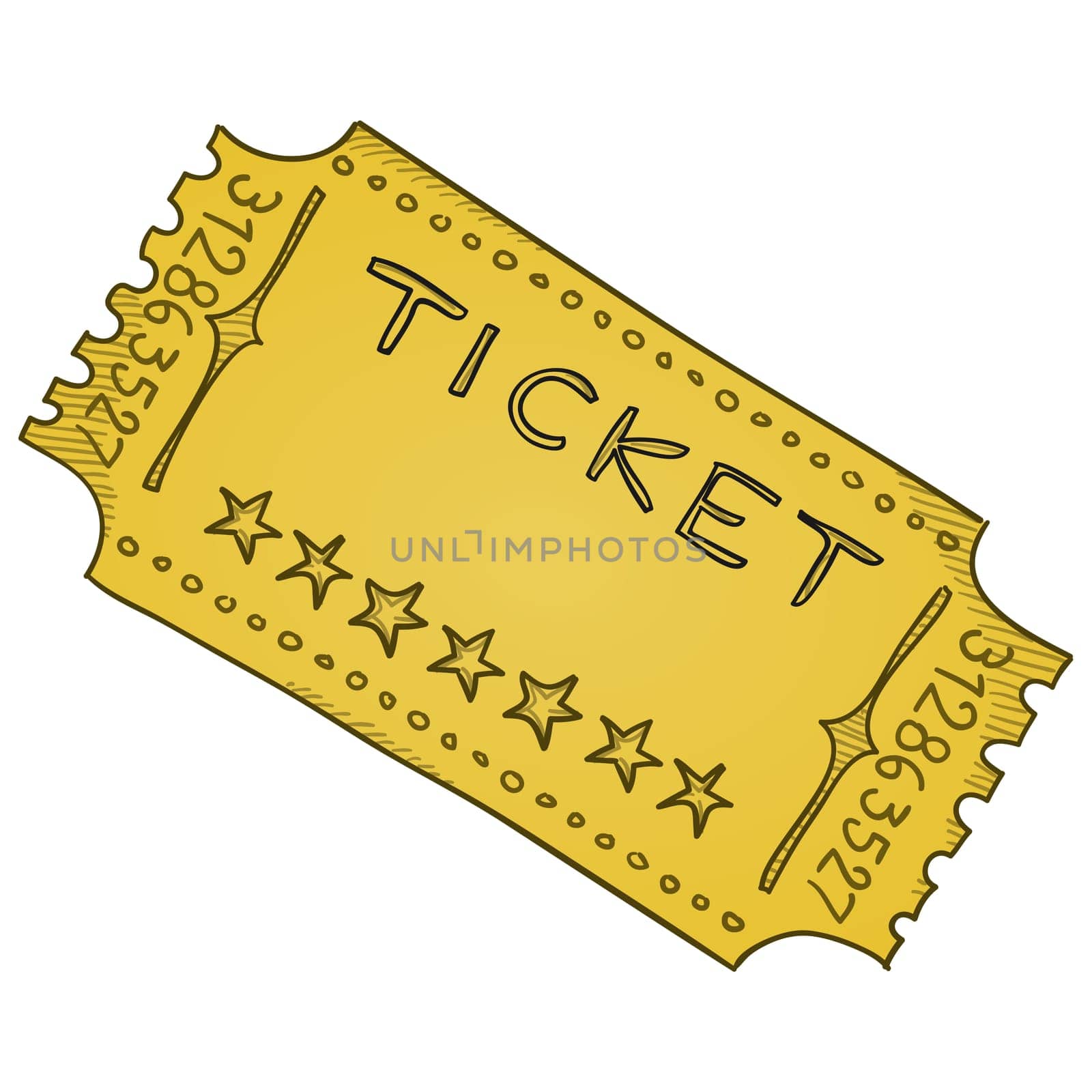Illustration template of paper admission ticket in beige colors