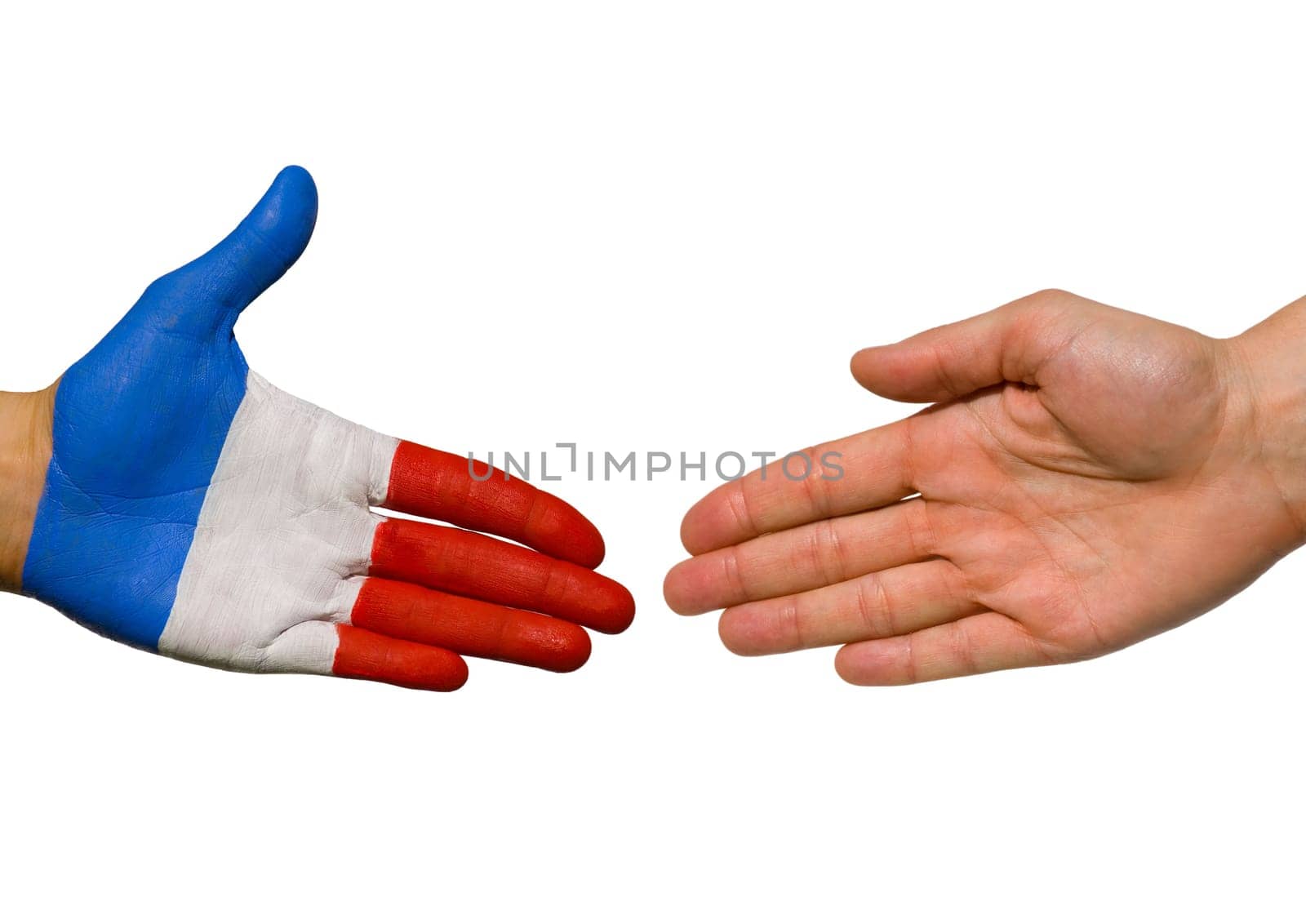 a french hand and a hand with copyspace, isolated