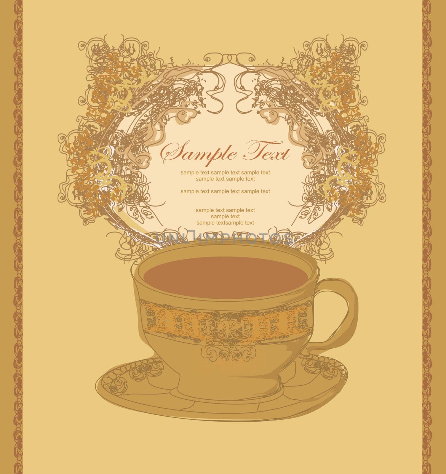 Cup of coffee with abstract design elements