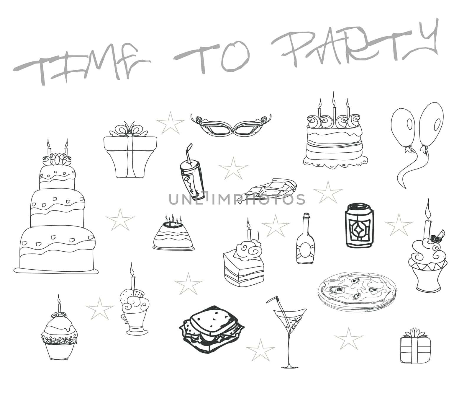 Set of Party doodles