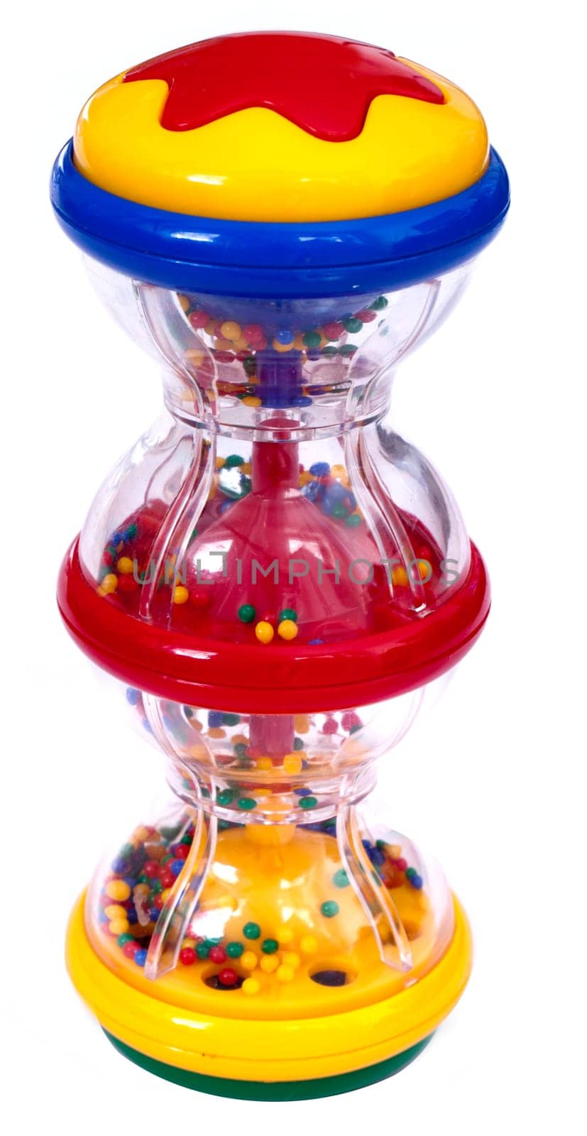 A colorful baby rattle isolated on a white