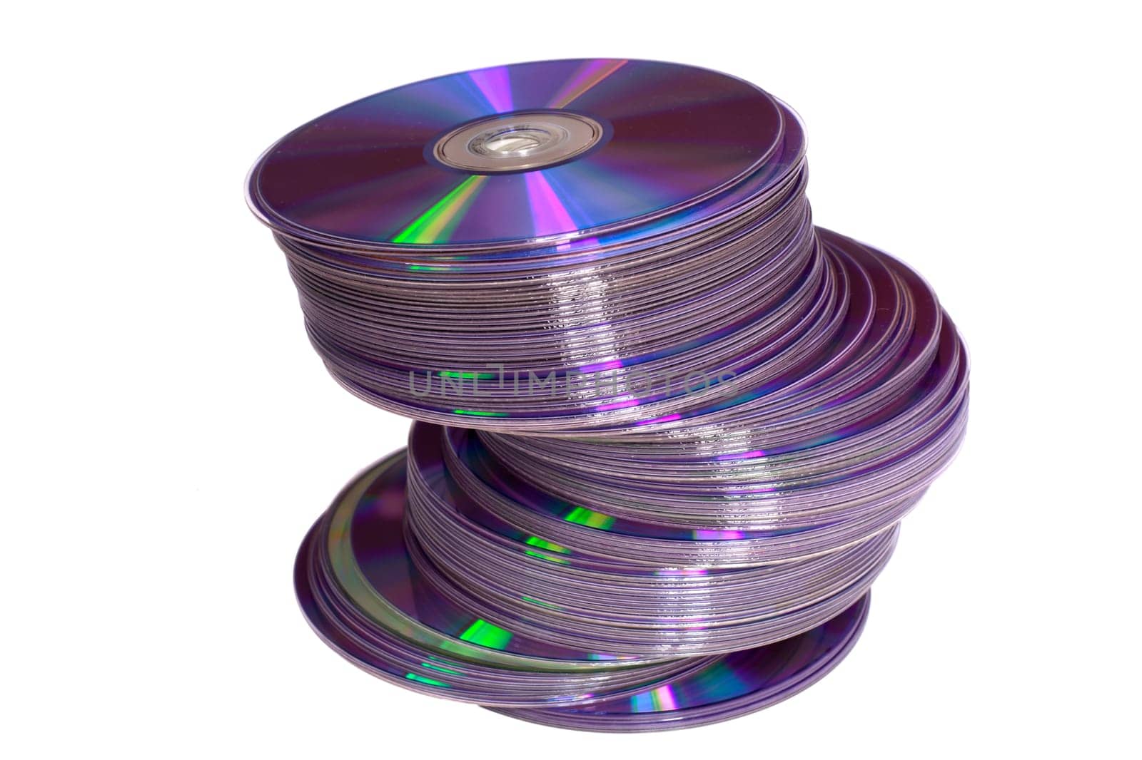 A pile of dvd discs isolated on white
