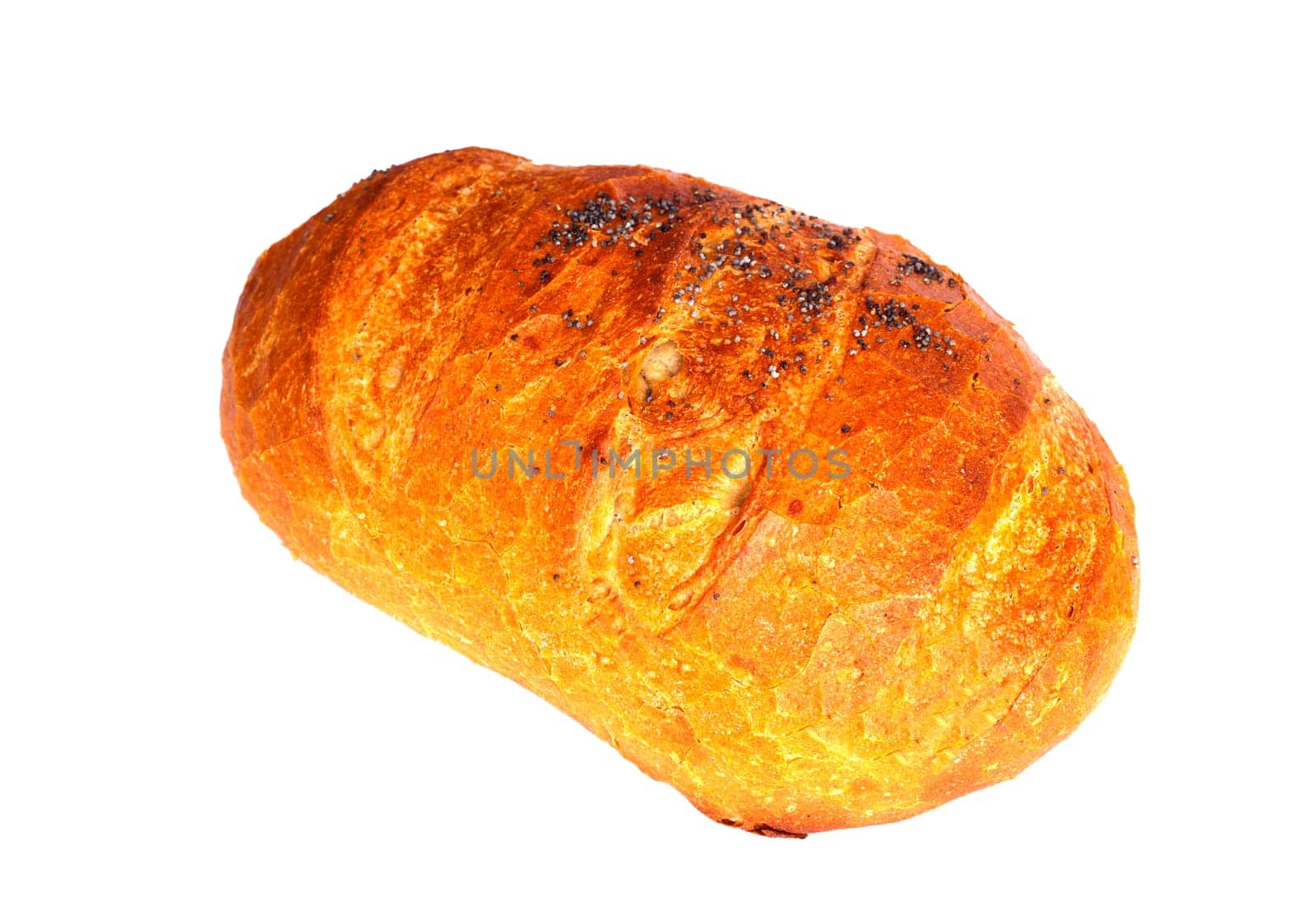 Fresh bread with poppy isolated on white background