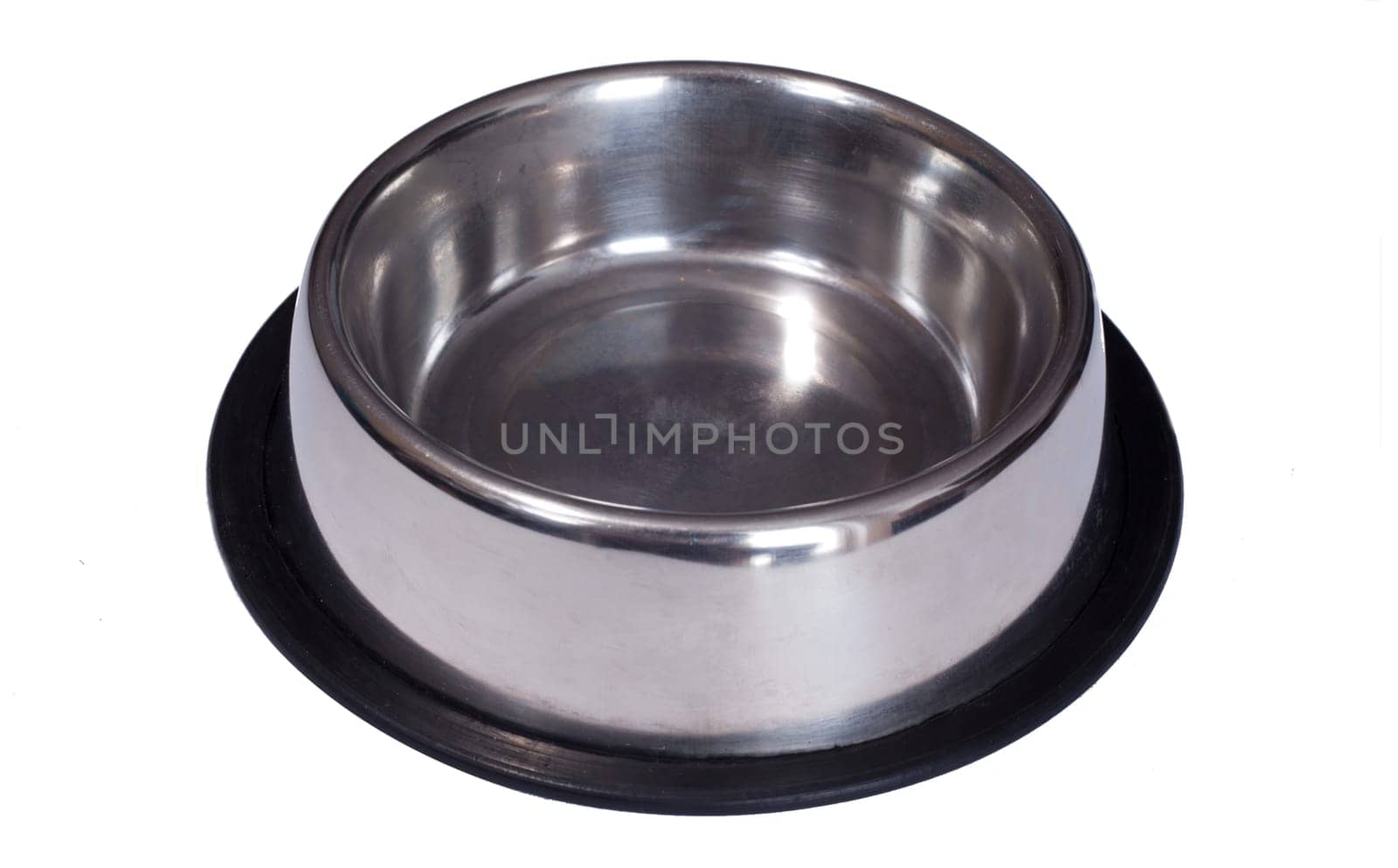 Empty metal cup isolated on white background