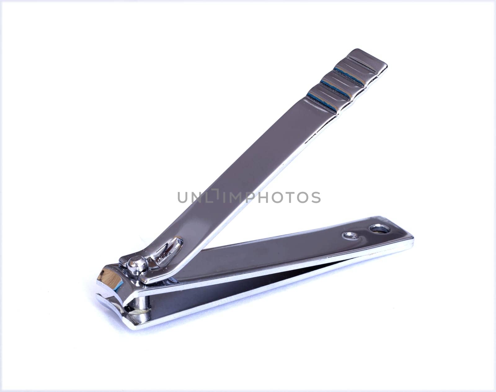 A steel nail clippers on white background