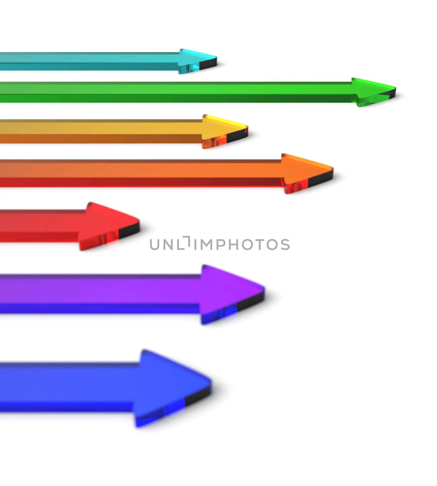 Colorful 3D arrows coming from the left