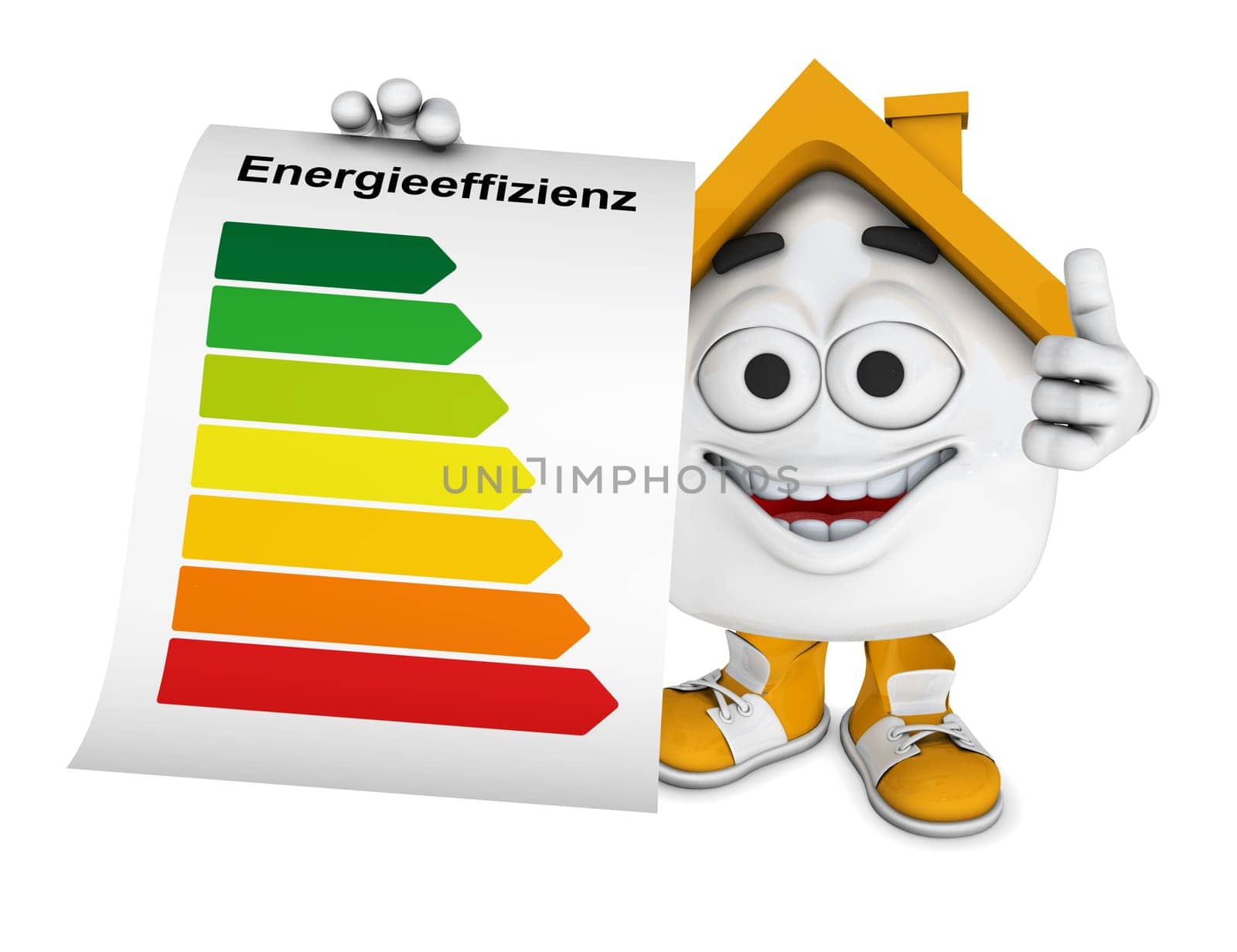 Small 3D House Orange - Energy Efficiency Concept 1