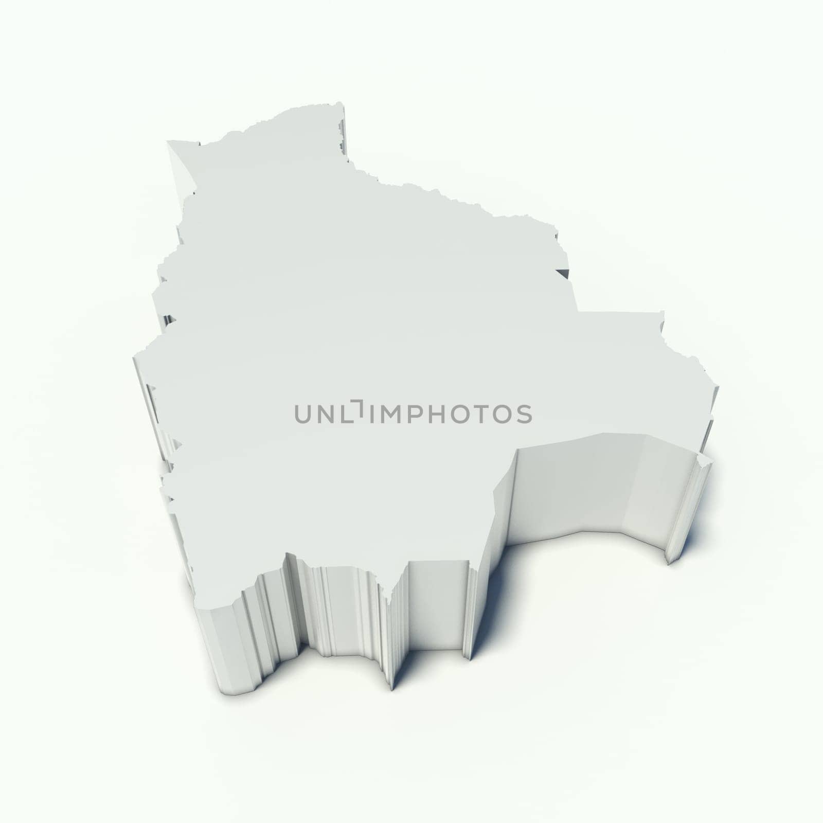 map of Bolivia in perspective and white