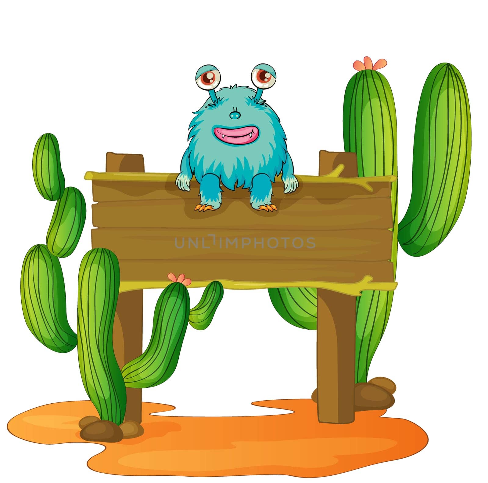 illustration of an alien sitting on board on hite