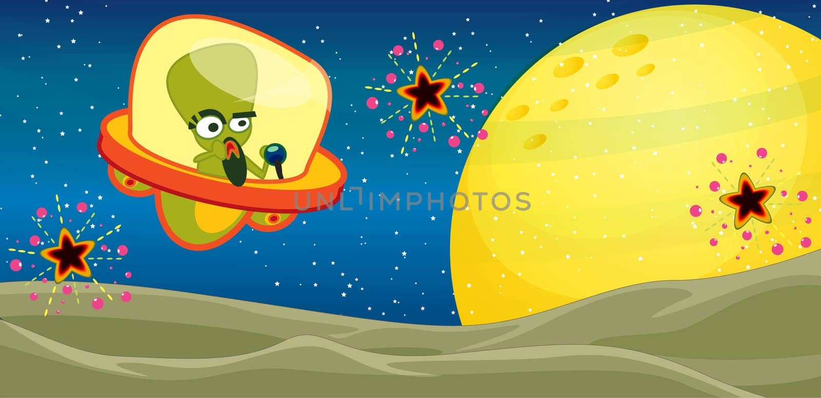 illustration of alien in the universe