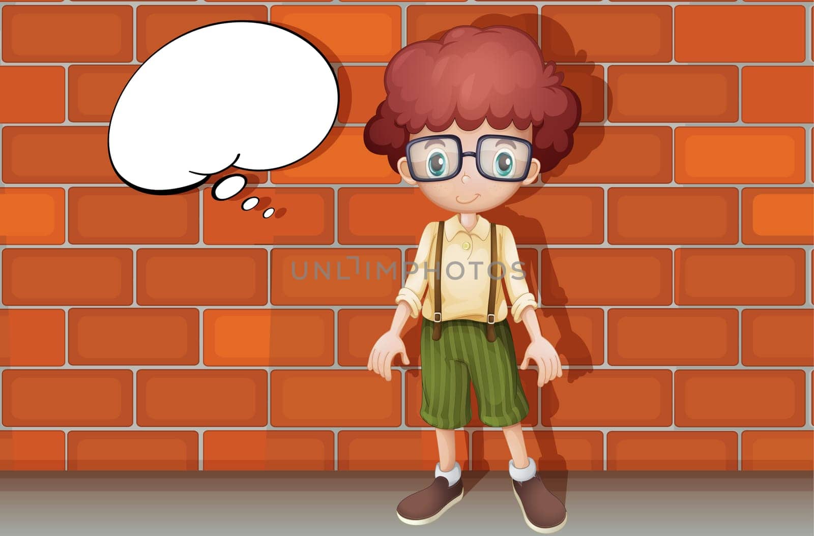 illustration of a boy standing in front of a wall