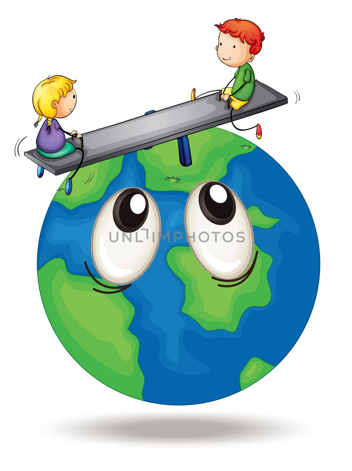 illustration of kids playing on earth globe