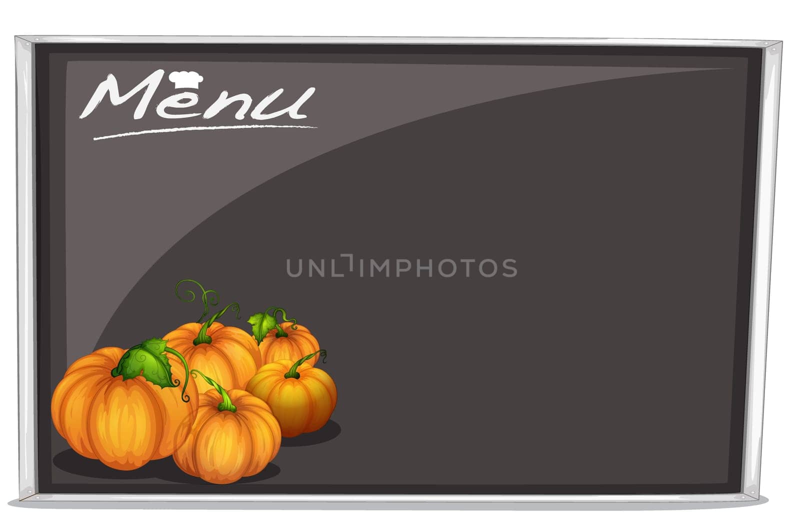 illustration of a menu on a black board on a white background