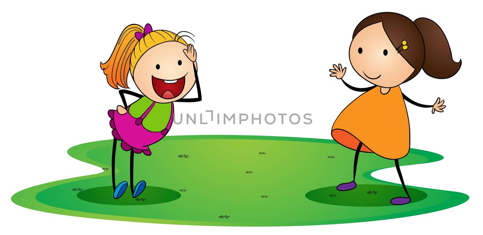 illustration of girls on a white background
