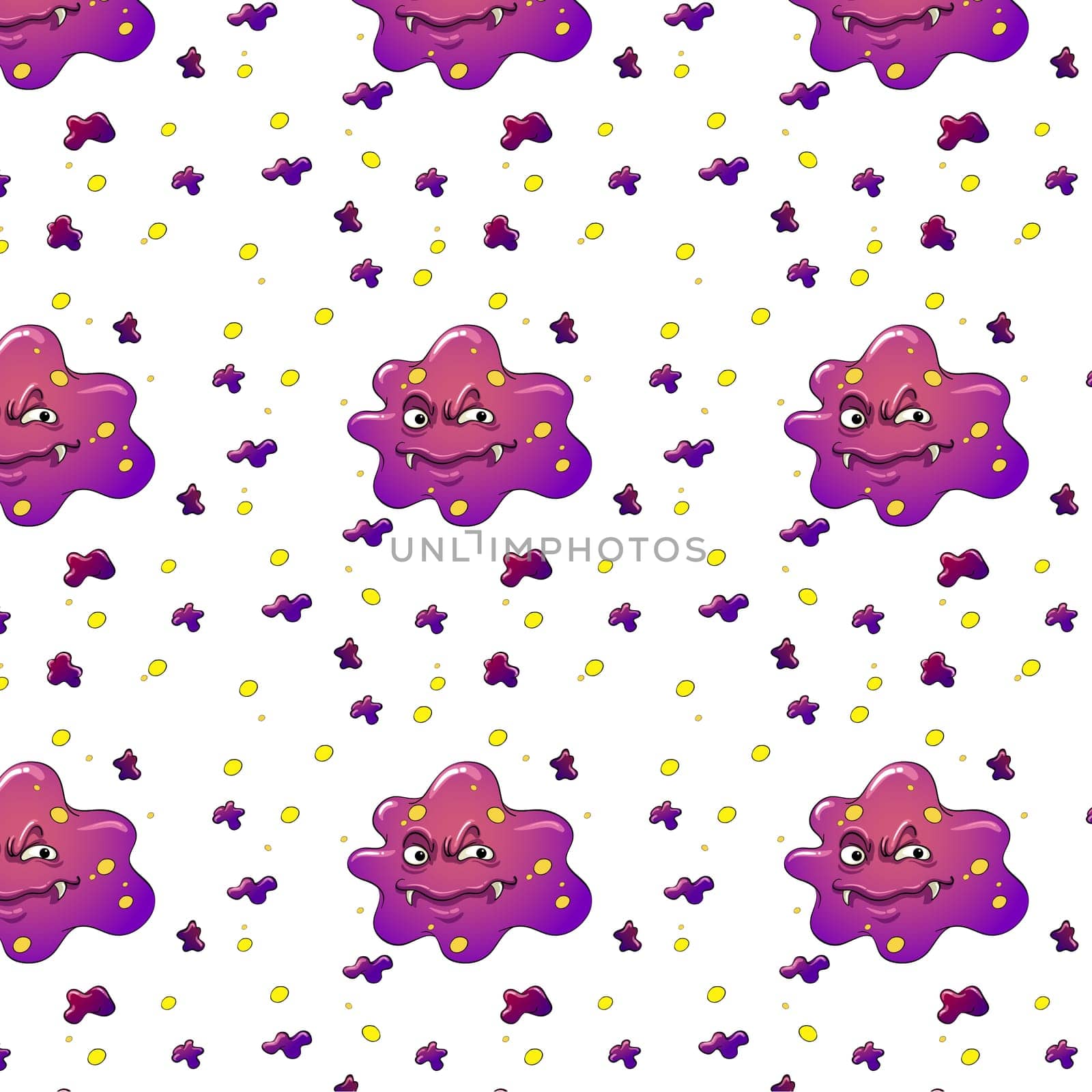 illustration of purple monsters on a white background