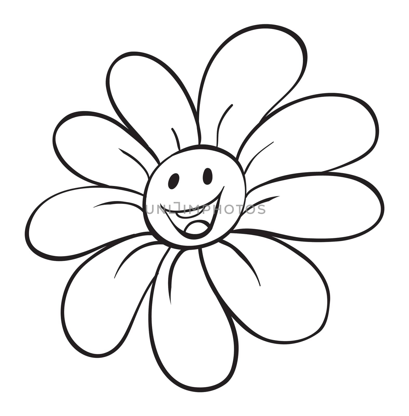 illustration of a flower sketch on white background