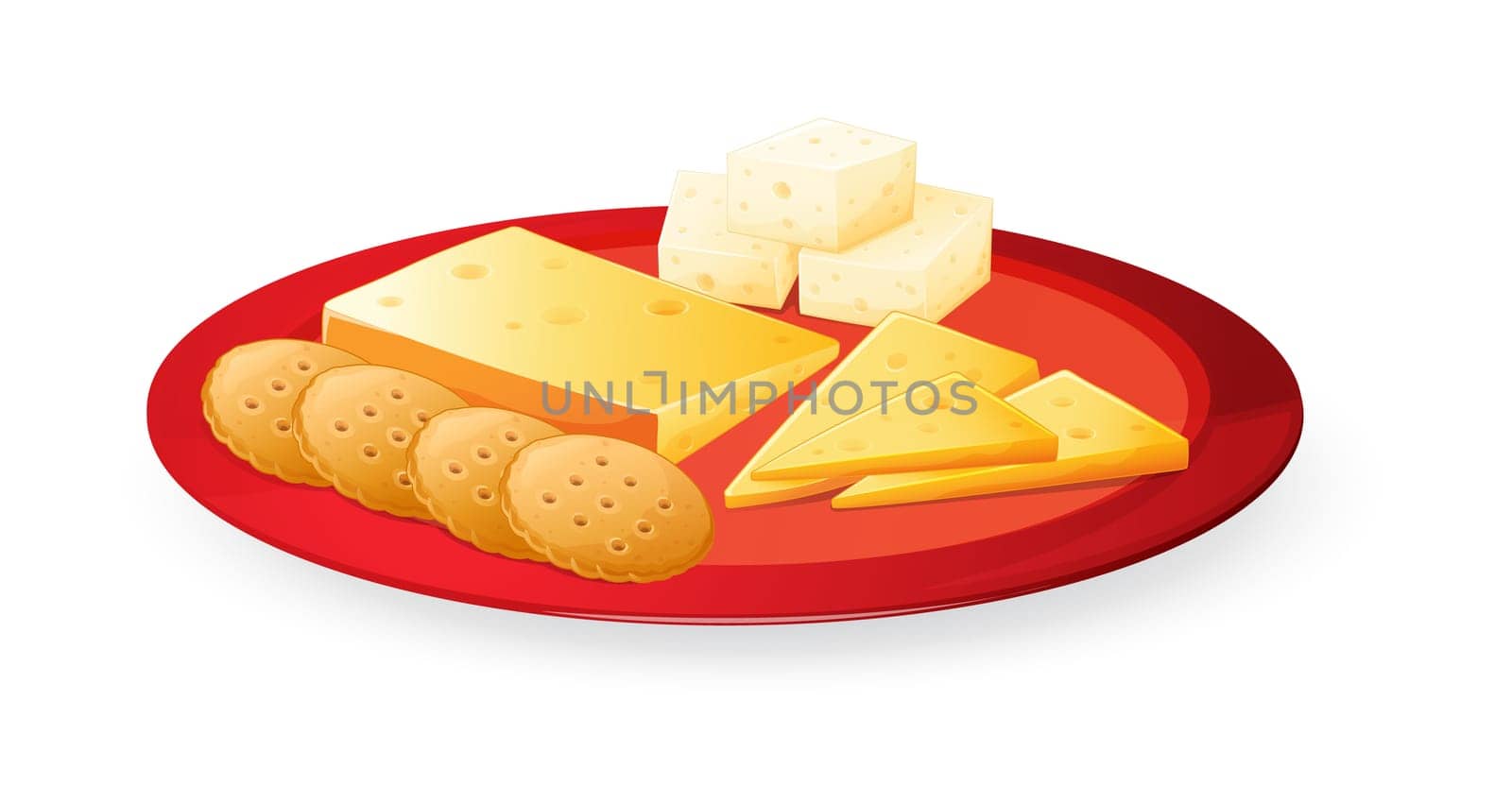 illustration of cheese biscuits in plate on a white background