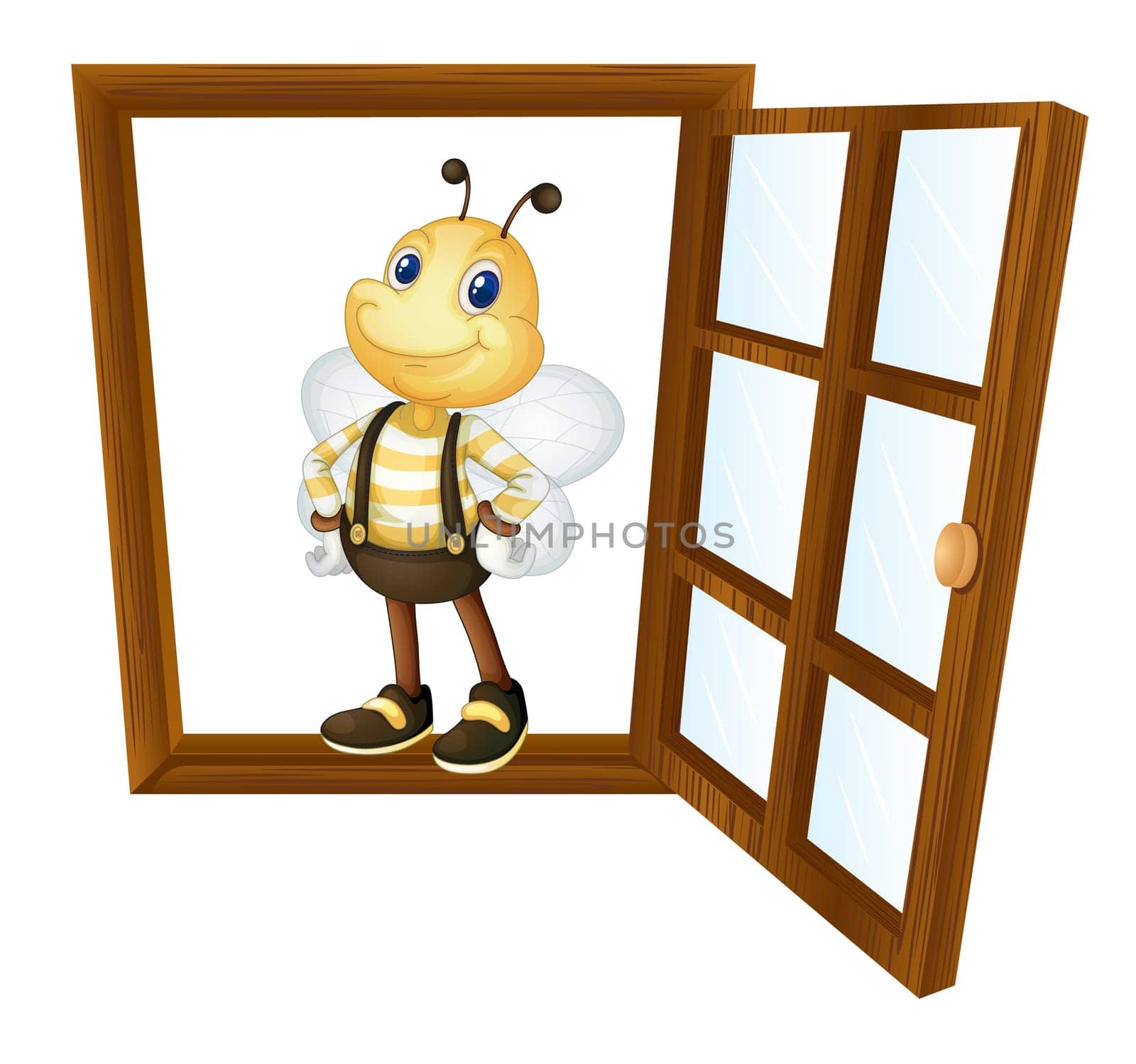 detailed illustration of a bee in a window