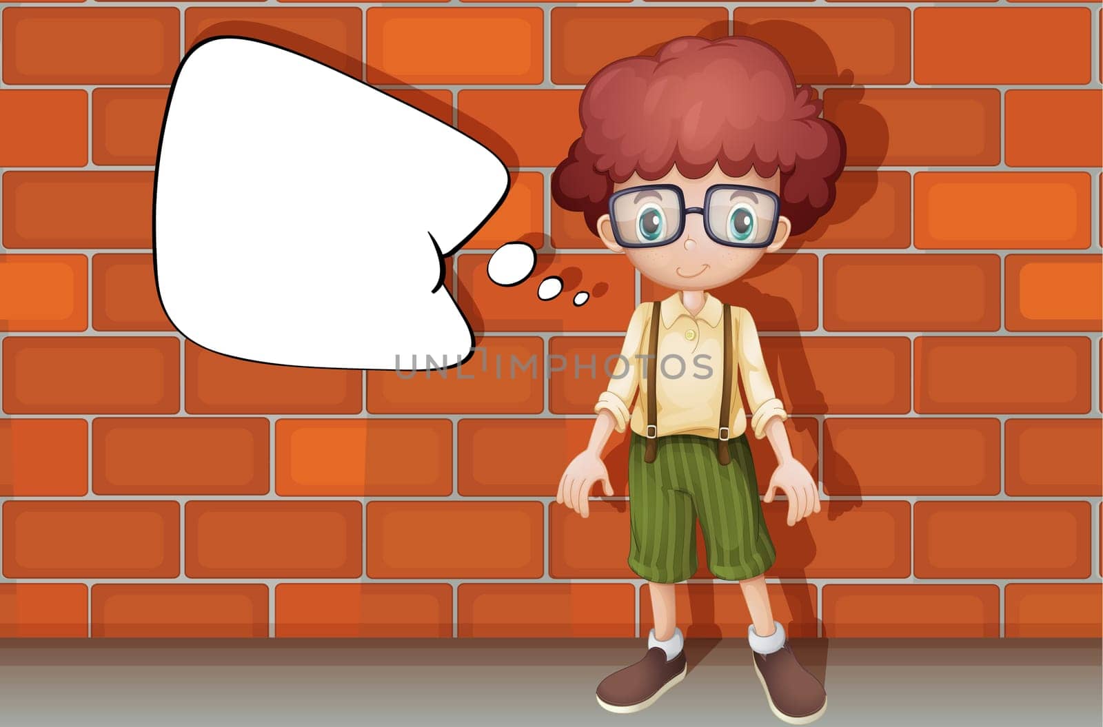 illustration of a boy standing in front of a wall