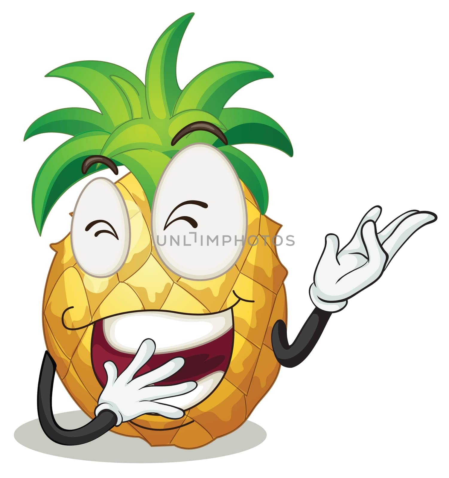 illustration of a pineapple smiling on a white background