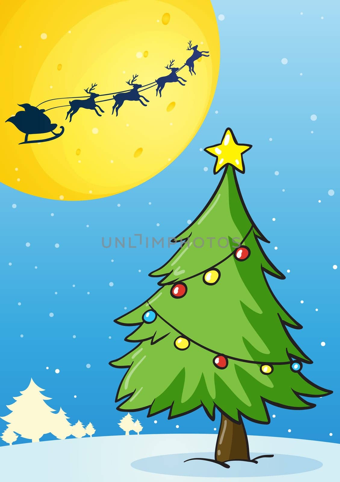 illustration of a christmas tree on white background