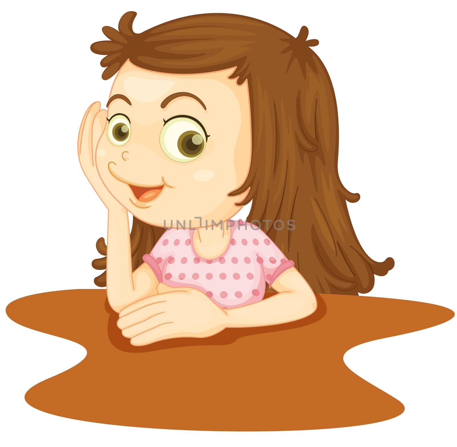 illustration of a girl leaning on table