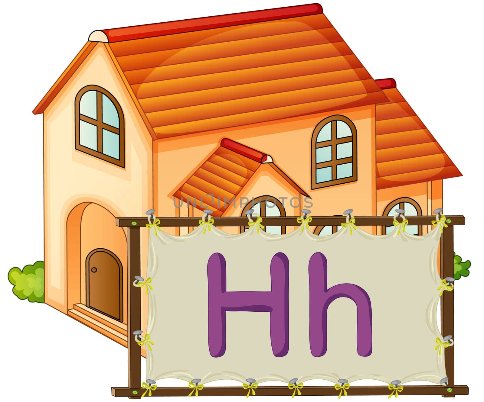 Alphabet letter illustration on a brown canvas