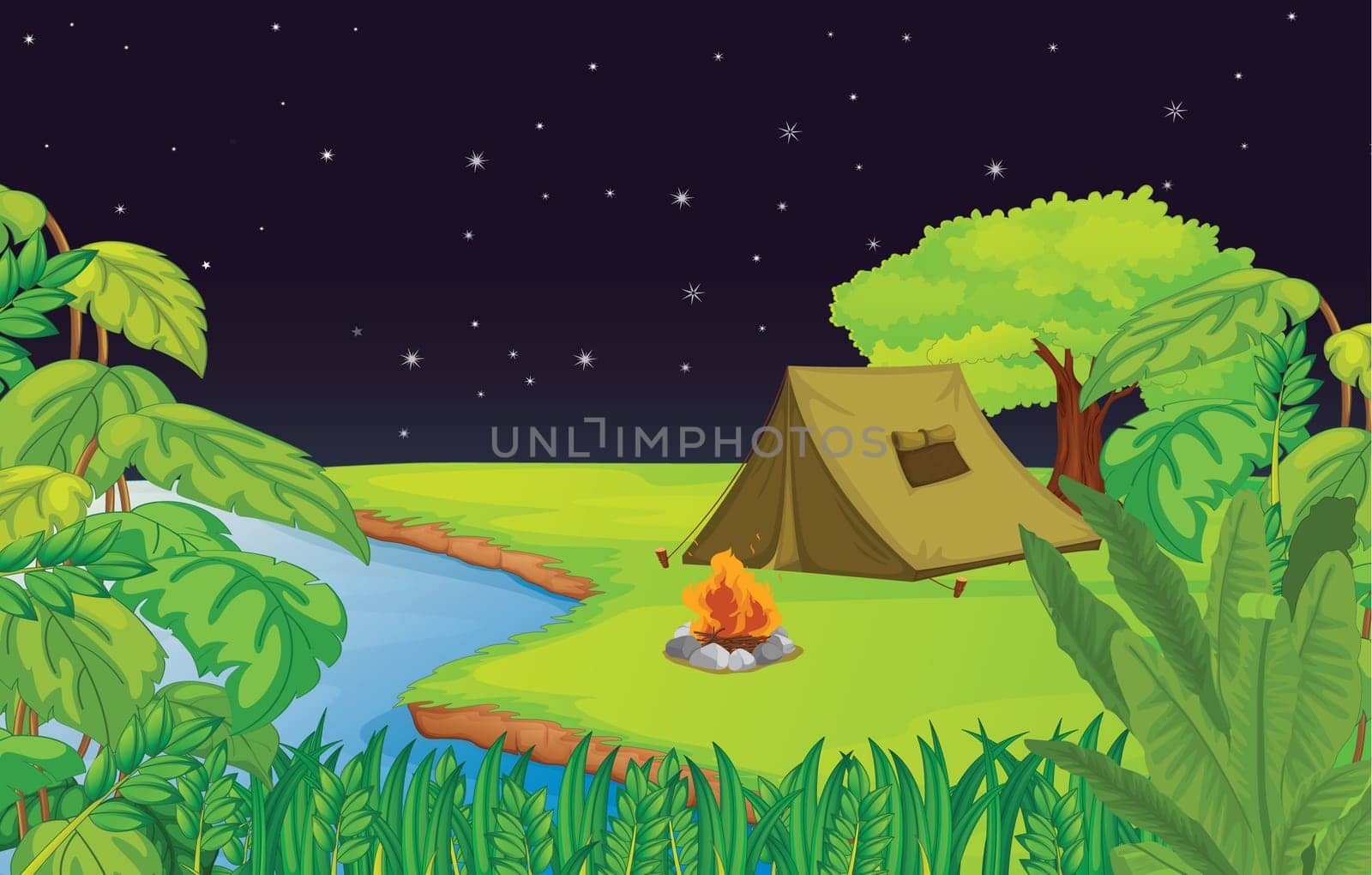 Illustration of a camping site