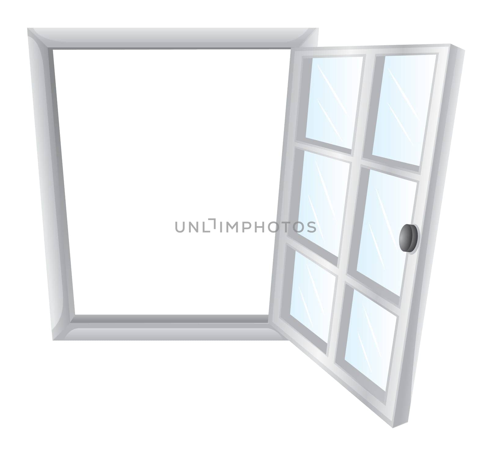 Illustration of a single window frame in white