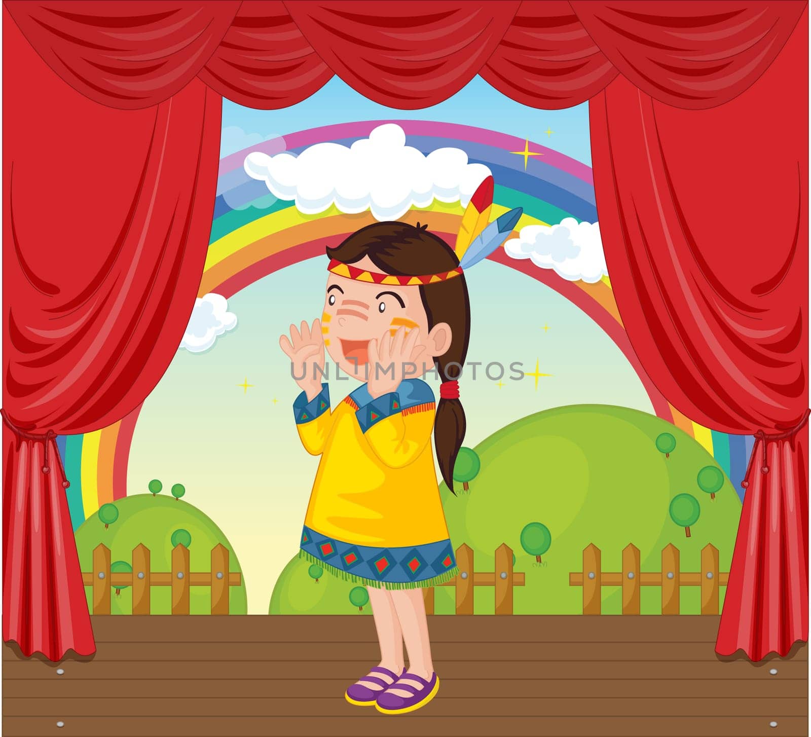 Illustration of girl on stage
