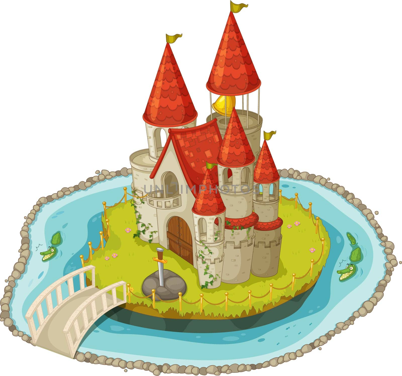 Illustration of a church on white background