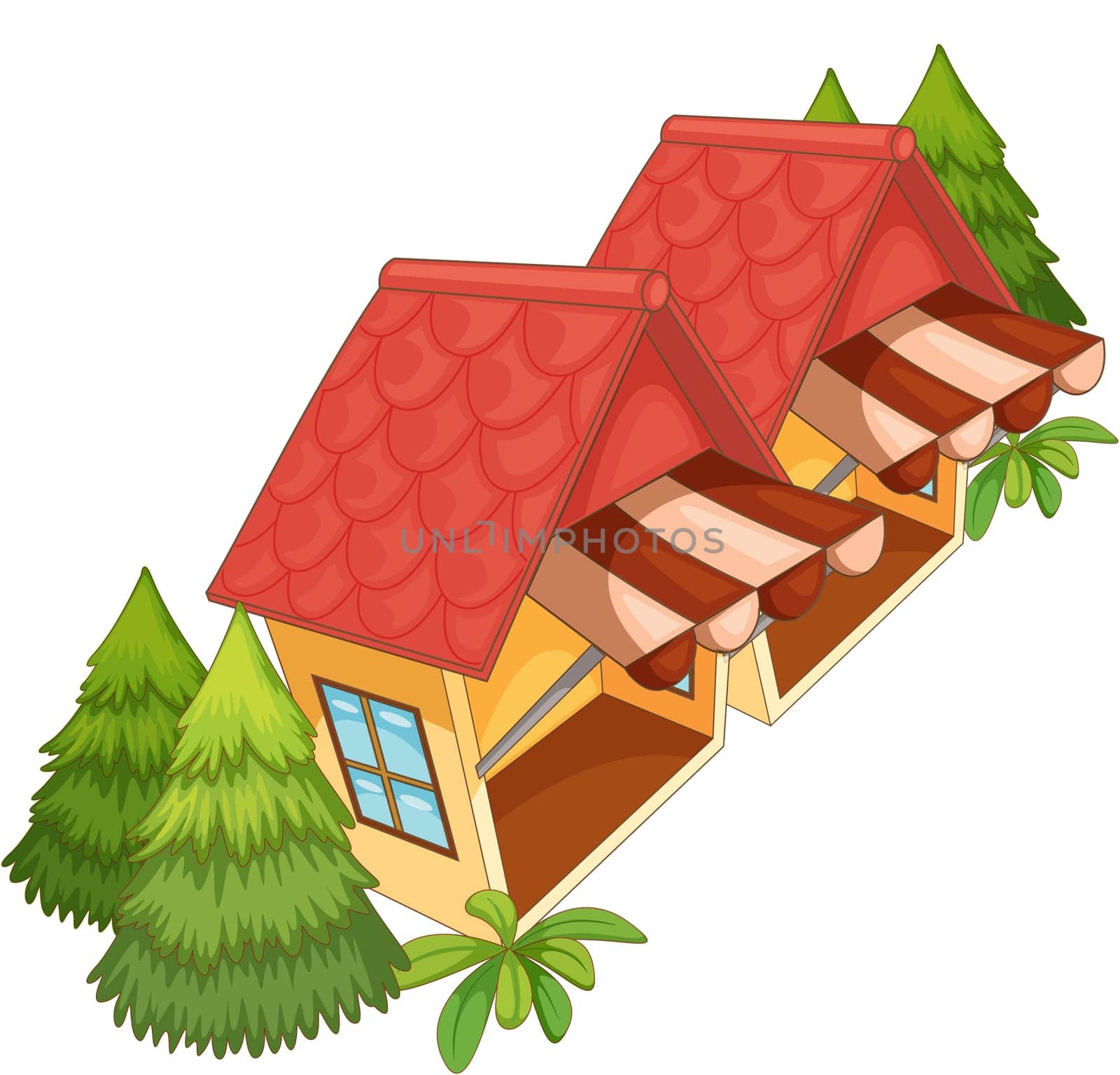 Illustration of shops on white background