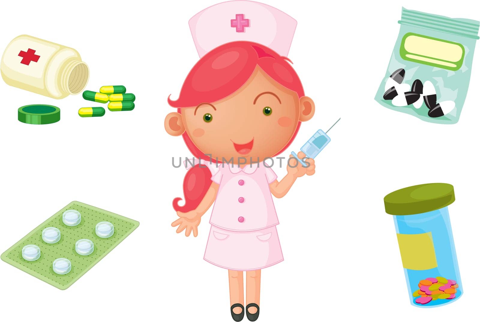 illustration of a girl on a white background
