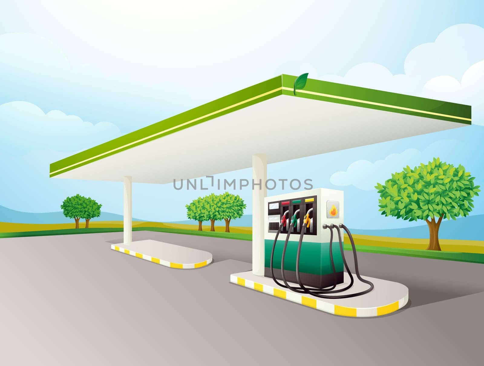 illustration of a petrol pump on a road