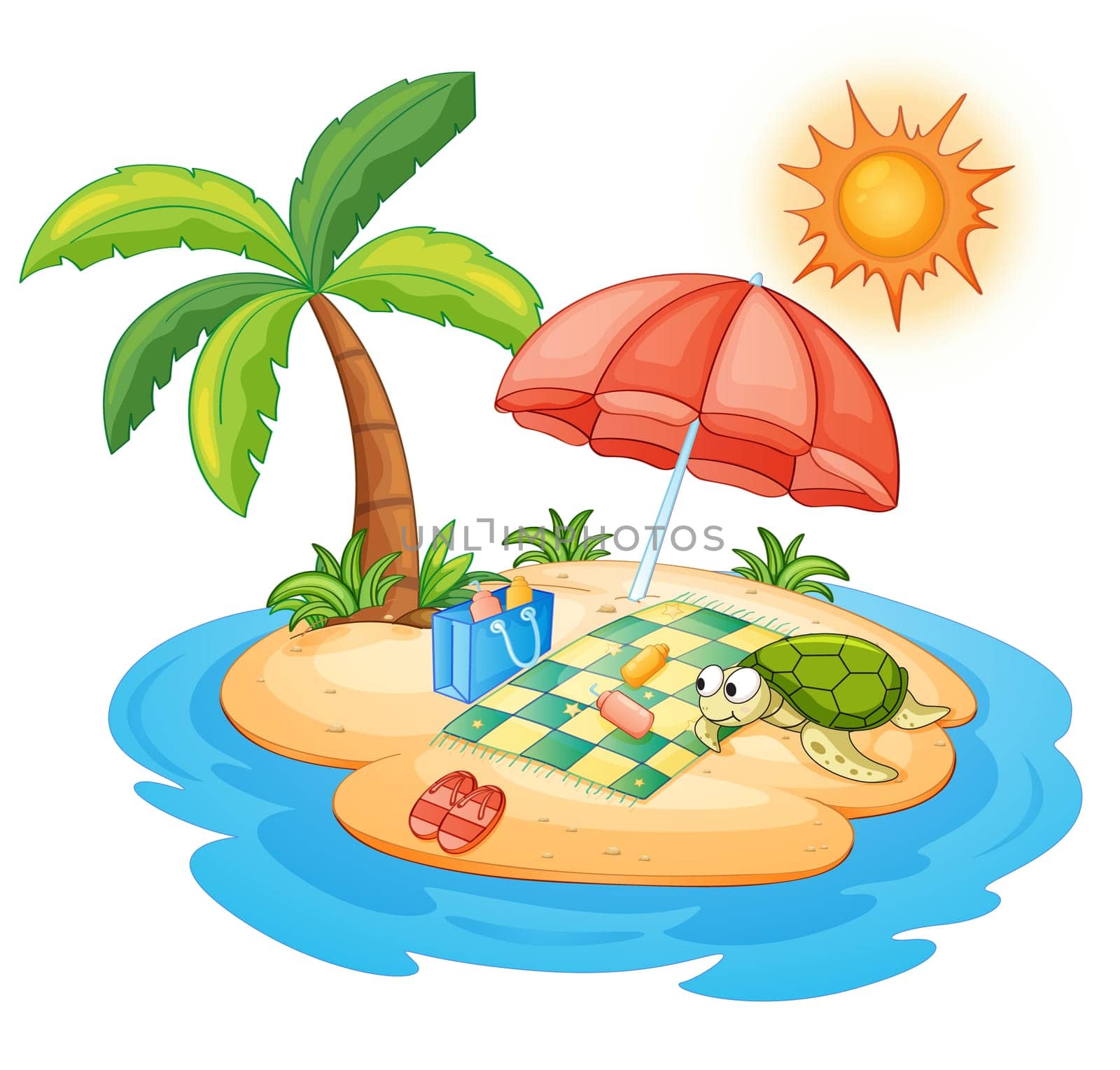illustration of a turtle on an island