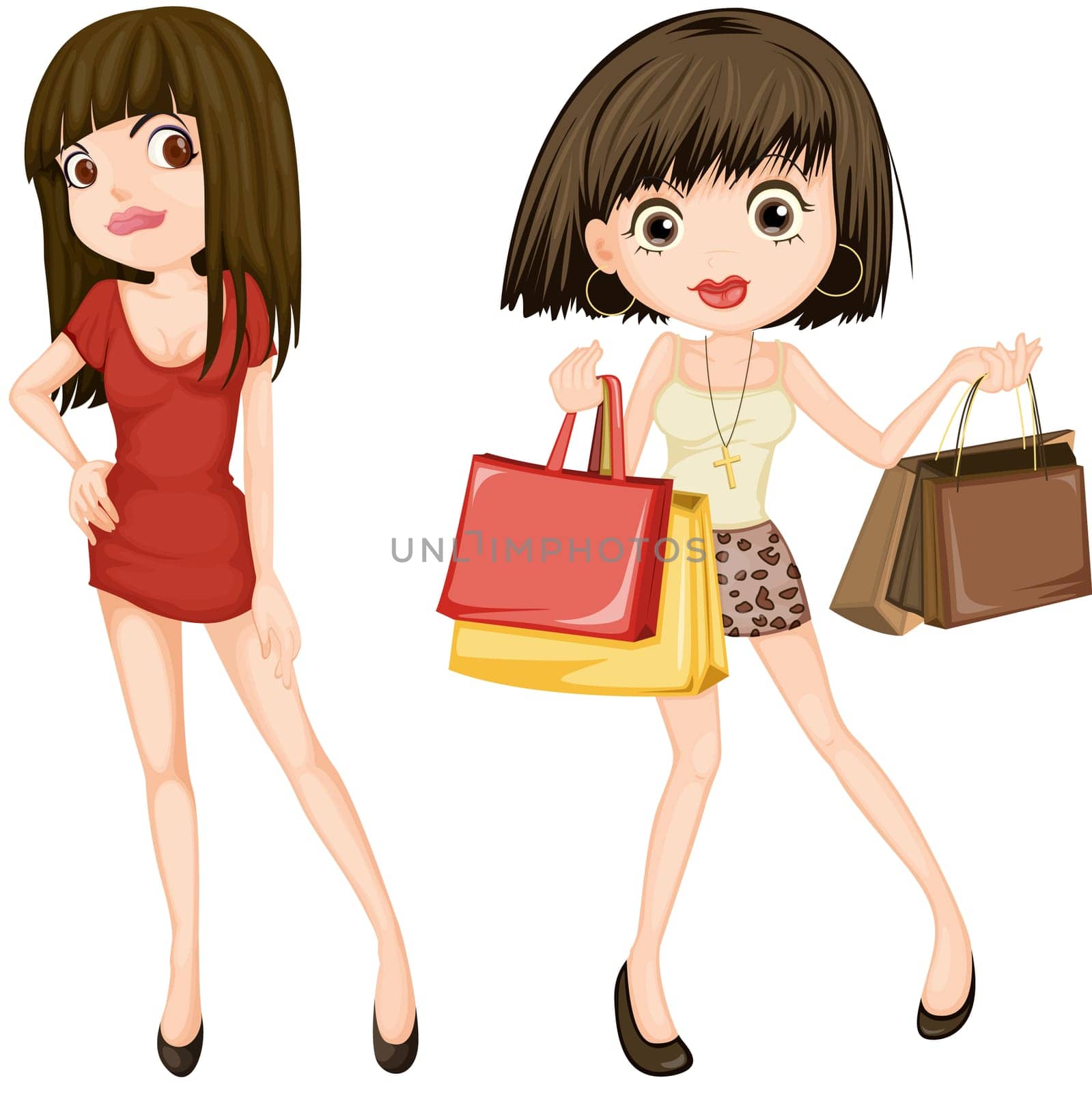 illustration of a girls on a white background