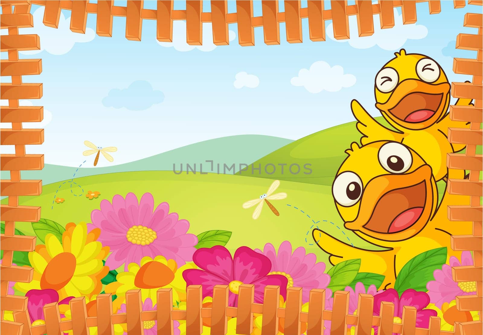illustrtion of two ducks in the nature