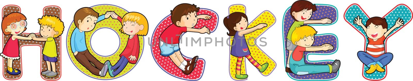 illustration of cartoon alphabets on white