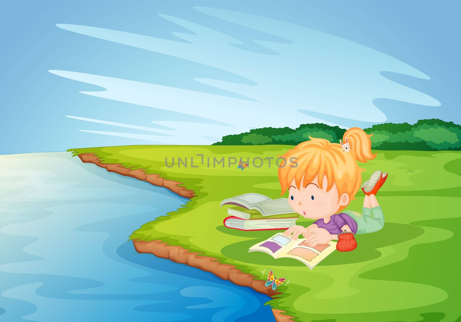 Girl doing homework in the park