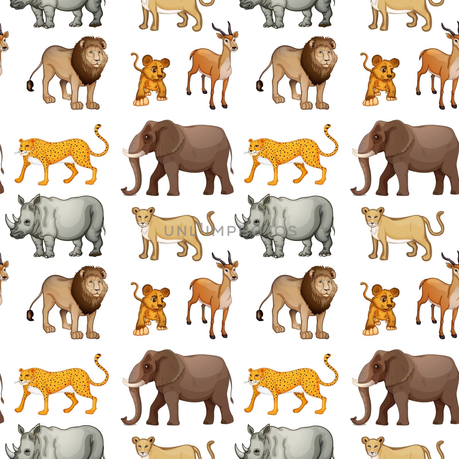 illustration of various animals on a white background