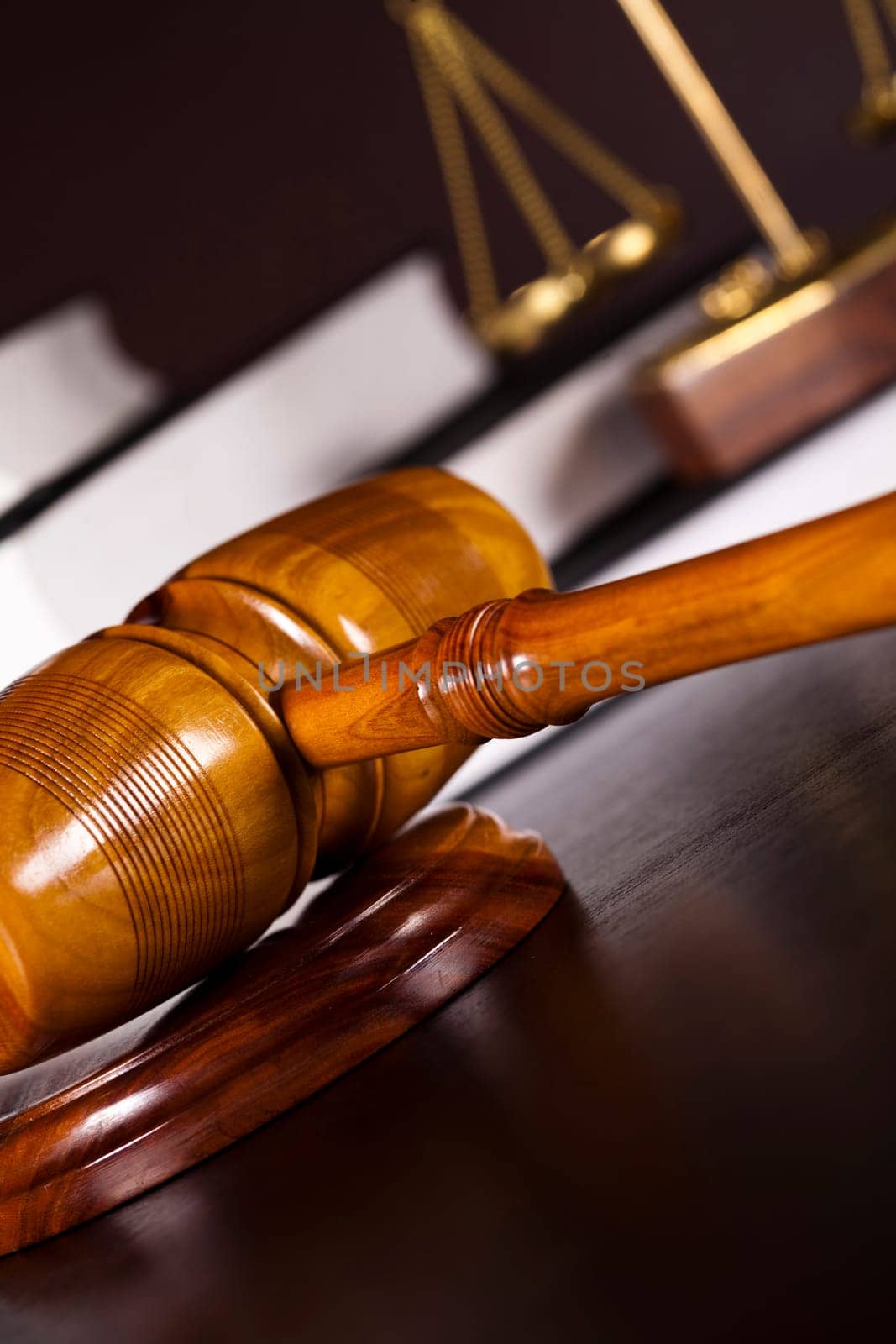Legal gavel on a law book