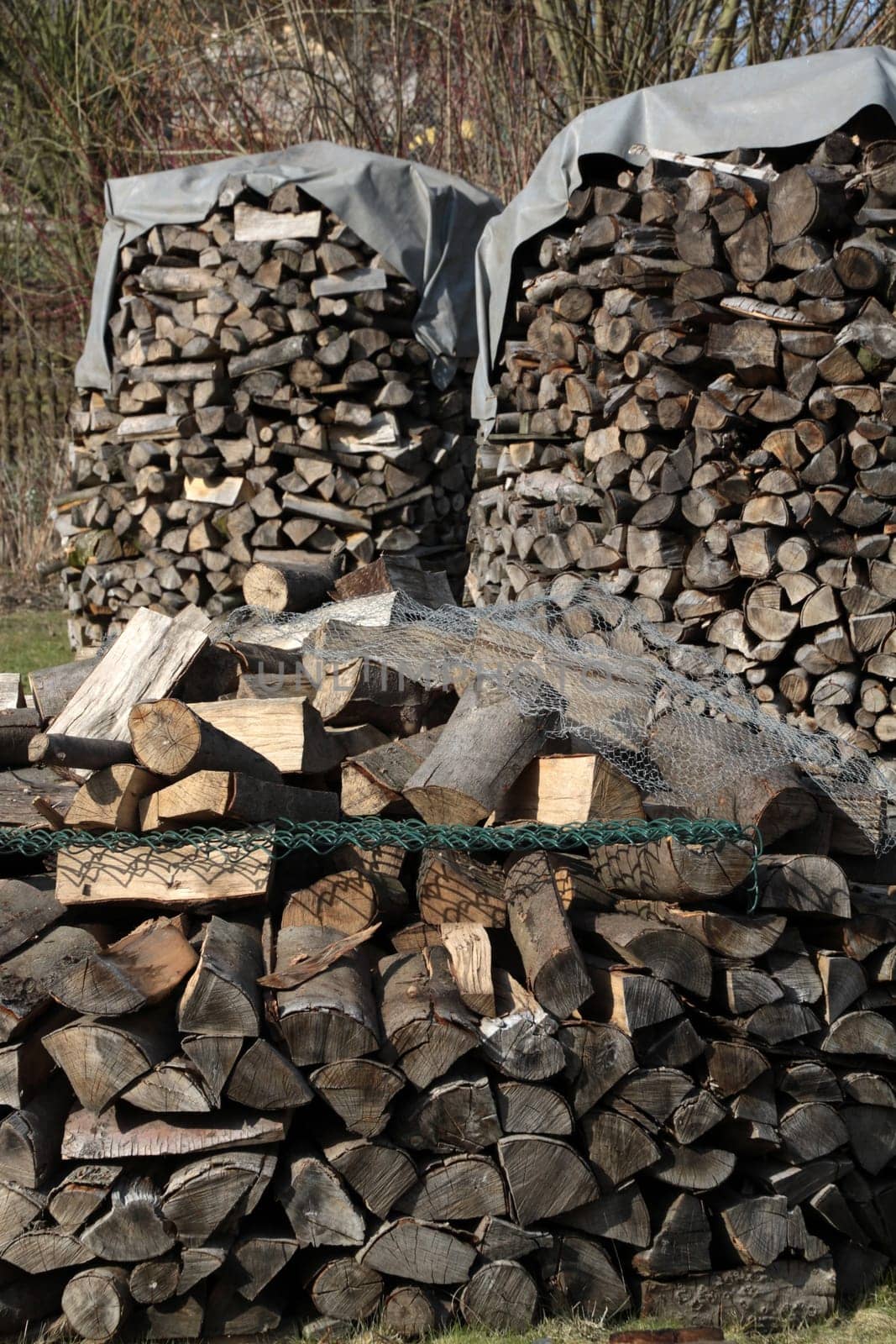 Wooden fins in a garden