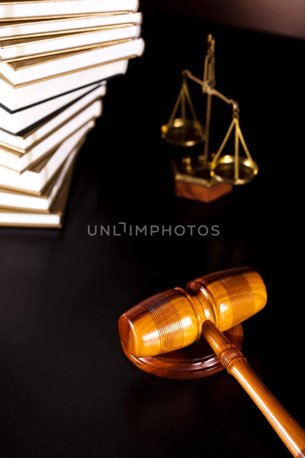 Law theme, mallet of judge, wooden gavel