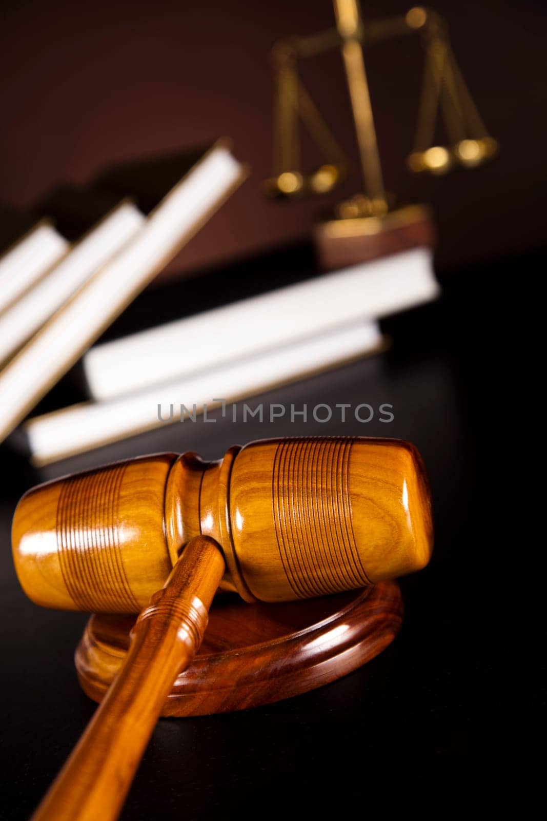 Wooden gavel barrister, justice concept