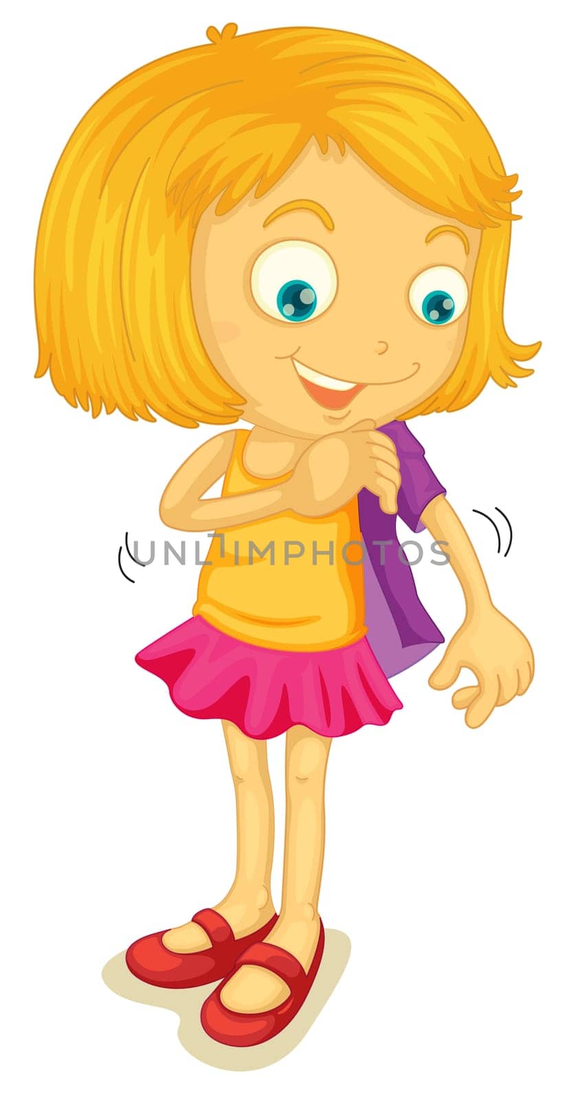 illustration of a girl wearing jacket on a white background