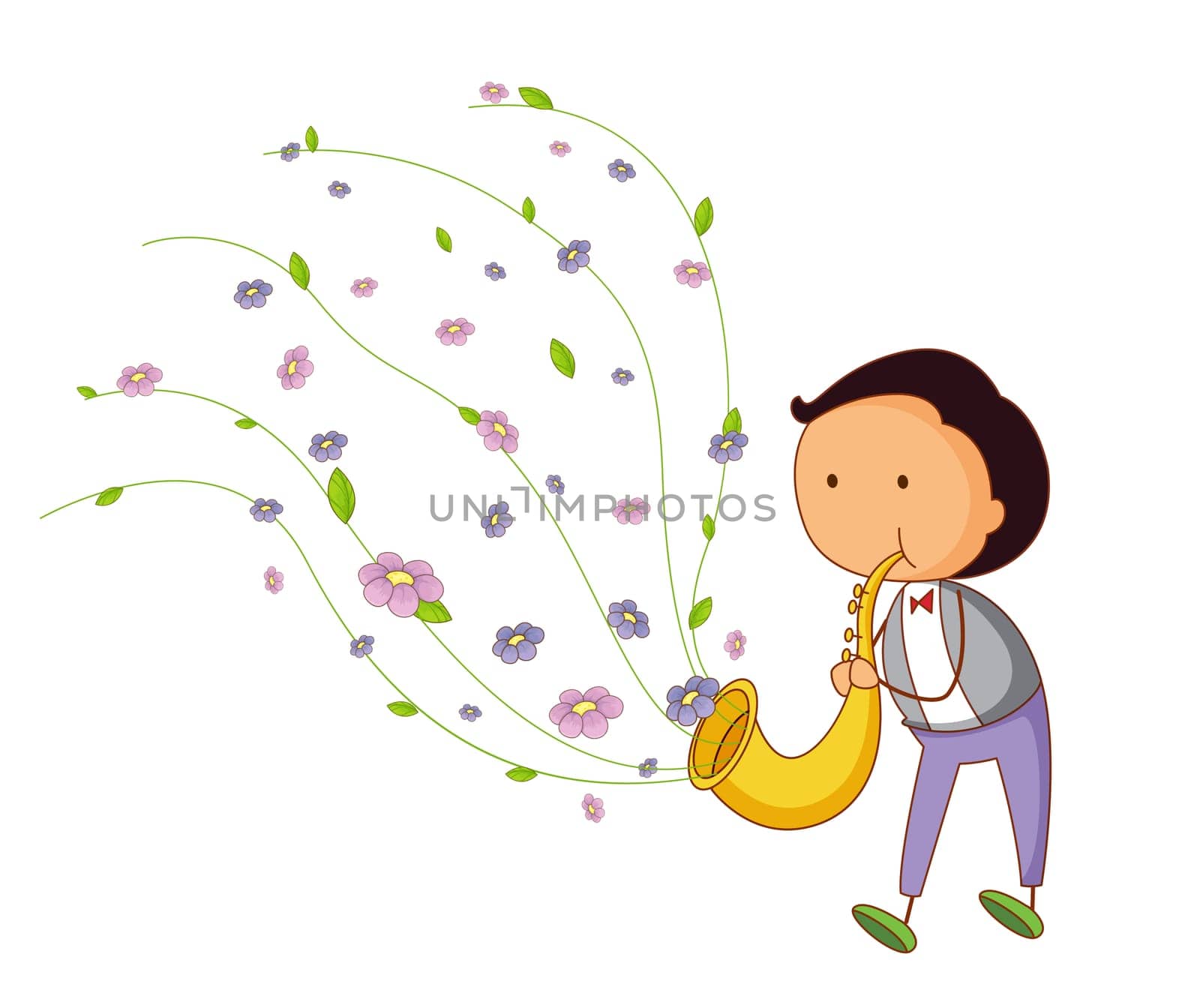 illustration of child playing a sax